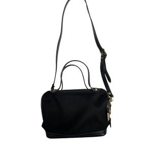 Vintage Denim Dooney and Bourke Dome Satchel Bag, Black with Gold Hardware RARE